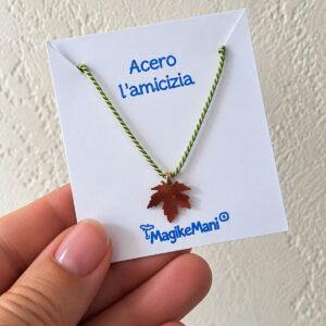 Collana Acero artigianale in rame – Fogliolina simbolo di amicizia