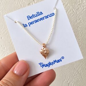 Collana betulla artigianale in ottone – Fogliolina simbolo di perseveranza
